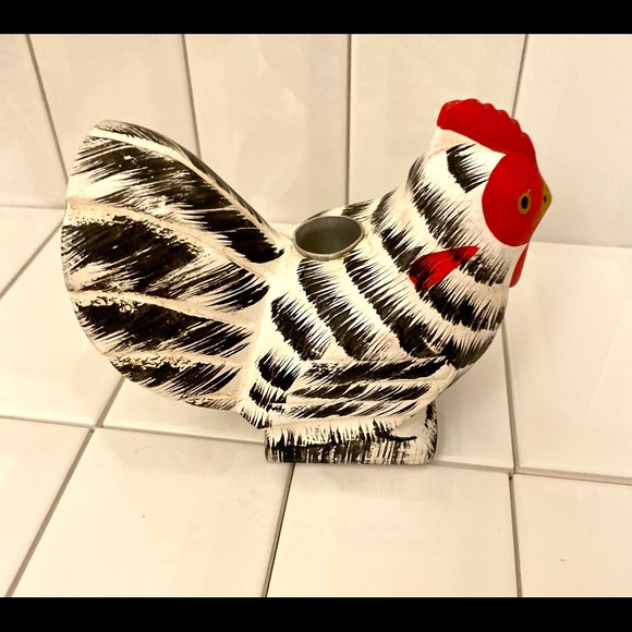 Vintage Rustic Wooden Rooster Candle Holder - Picture 7 of 14